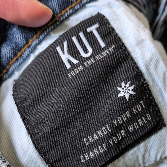 KUT FROM THE KLOTH I Reese Raw Edge Ankle Straight Leg Denim Blue Jeans, 10 - Picture 11 of 12